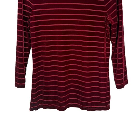 Ralph Lauren Women's Blouse Burgundy Velvet Sheer Stretch Holiday Top Size PM - Picture 5 of 8